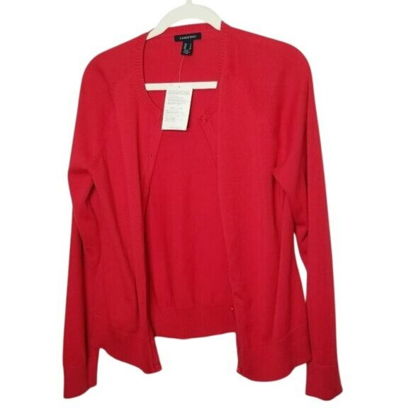 Lands End NWT‎ Womens Red Cardigan Sweater Button Down Long Sleeve 100% Cotton S - Picture 1 of 8